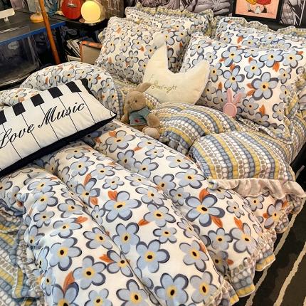 HL原创 2021新款花边款牛奶绒四件套 默默