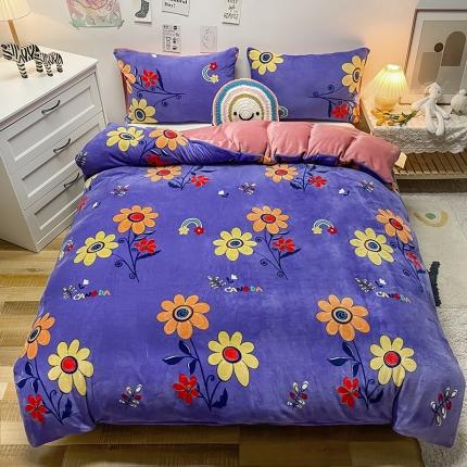 91家纺网 家纺一手货源 找家纺 芃成家纺 2021新款牛奶绒印花单被套 花絮