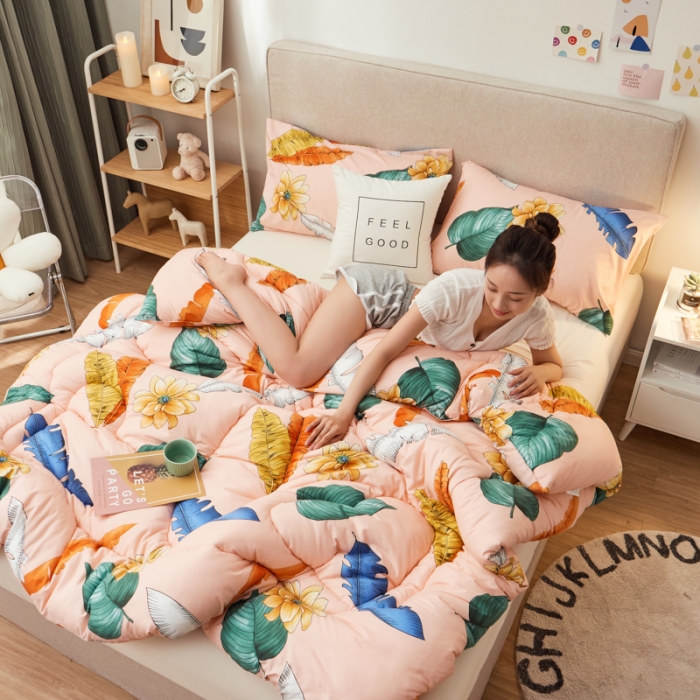 91家纺网 家纺一手货源 找家纺 畅销被业 2021新款芦荟棉冬被 梵韵若梦-粉