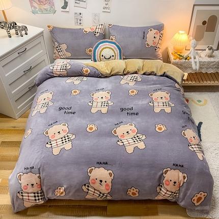 芃成家纺 2021新款牛奶绒印花单被套 摩登小熊