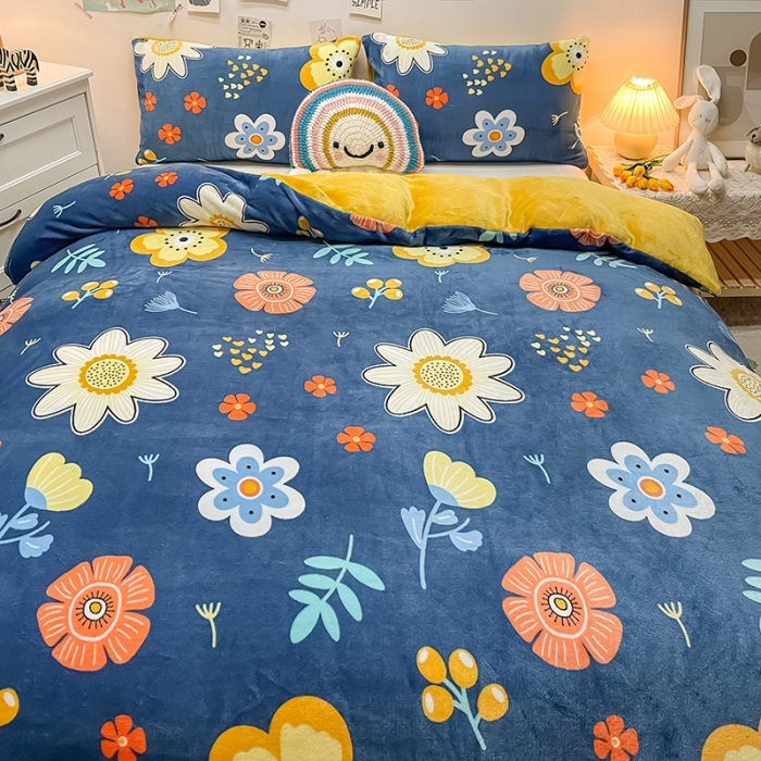 91家纺网 家纺一手货源 找家纺 芃成家纺 2021新款牛奶绒印花单被套 陌上花