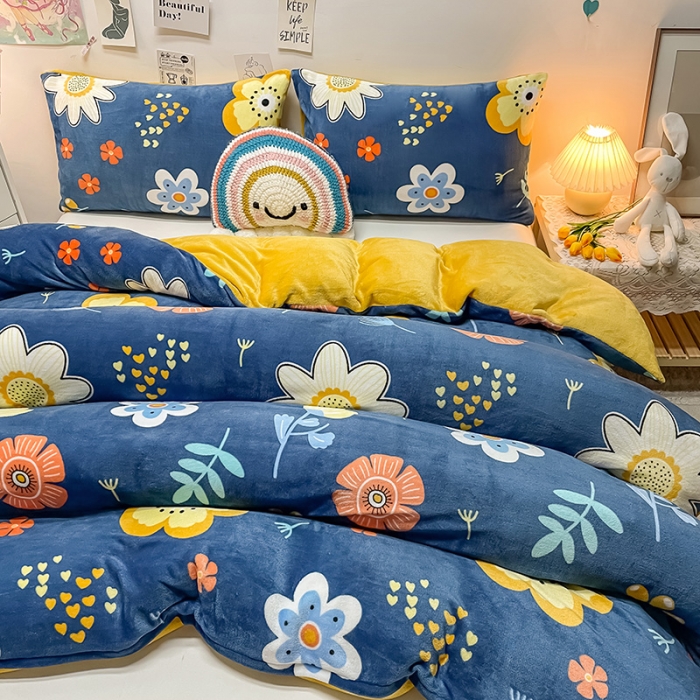 91家纺网 家纺一手货源 找家纺 芃成家纺 2021新款牛奶绒印花单被套 陌上花