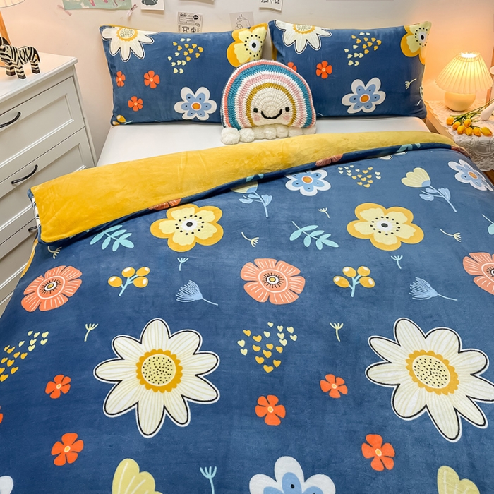 91家纺网 家纺一手货源 找家纺 芃成家纺 2021新款牛奶绒印花单被套 陌上花