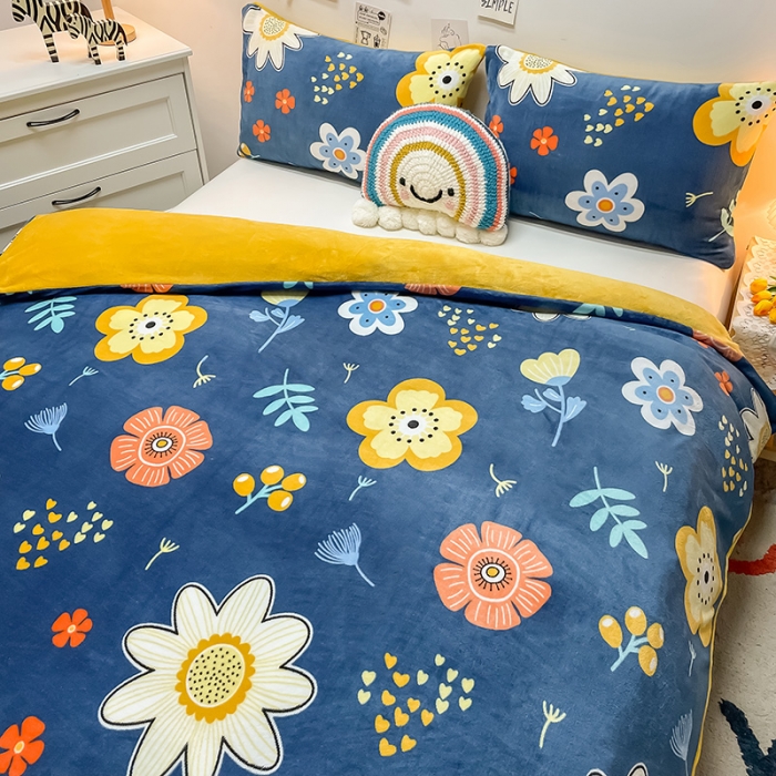 91家纺网 家纺一手货源 找家纺 芃成家纺 2021新款牛奶绒印花单被套 陌上花