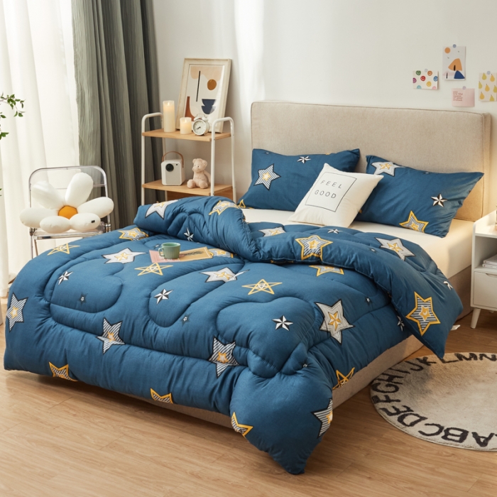 91家纺网 家纺一手货源 找家纺 畅销被业 2021新款芦荟棉冬被 闪亮星星-蓝