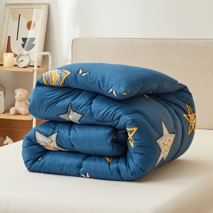 91家纺网 家纺一手货源 找家纺 畅销被业 2021新款芦荟棉冬被 闪亮星星-蓝