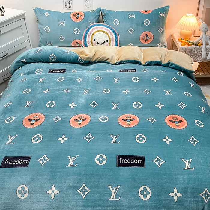 91家纺网 家纺一手货源 找家纺 芃成家纺 2021新款牛奶绒印花单被套 休闲