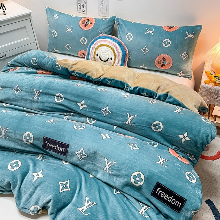 91家纺网 家纺一手货源 找家纺 芃成家纺 2021新款牛奶绒印花单被套 休闲