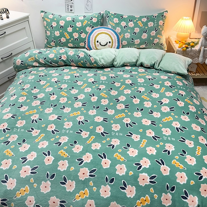 91家纺网 家纺一手货源 找家纺 芃成家纺 2021新款牛奶绒印花单被套 优雅花香