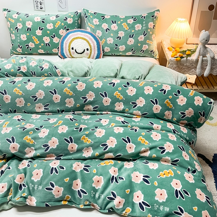 91家纺网 家纺一手货源 找家纺 芃成家纺 2021新款牛奶绒印花单被套 优雅花香