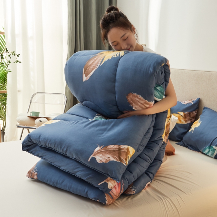 91家纺网 家纺一手货源 找家纺 畅销被业 2021新款芦荟棉冬被 云商洛-蓝