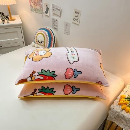 芃成家纺 2021新款牛奶绒印花单枕套一对 彩虹漾