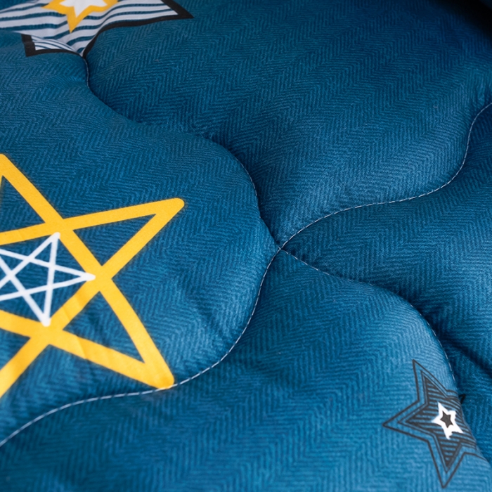 91家纺网 家纺一手货源 找家纺 畅销被业 2024新款羊羔绒学生床冬被 闪亮星星-蓝