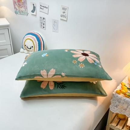 芃成家纺 2021新款牛奶绒印花单枕套一对 花开那年