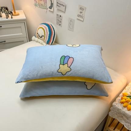 芃成家纺 2021新款牛奶绒印花单枕套一对 欢乐一家