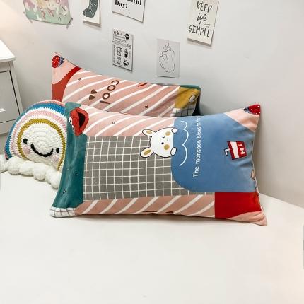 91家纺网 家纺一手货源 找家纺 芃成家纺 2021新款牛奶绒印花单枕套一对 假想空间