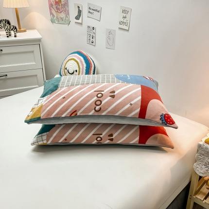 芃成家纺 2021新款牛奶绒印花单枕套一对 假想空间