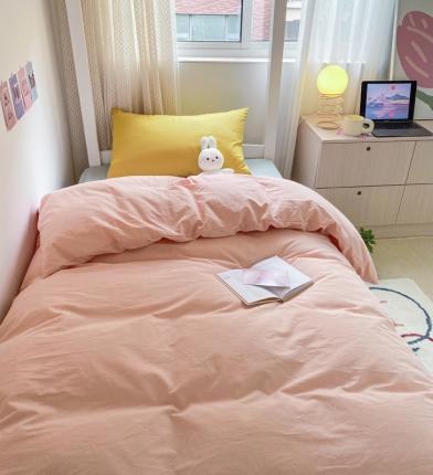 91家纺网 家纺一手货源 找家纺 蓝巢家纺 2021新款全棉水洗棉学生季三件套 混搭-香叶粉