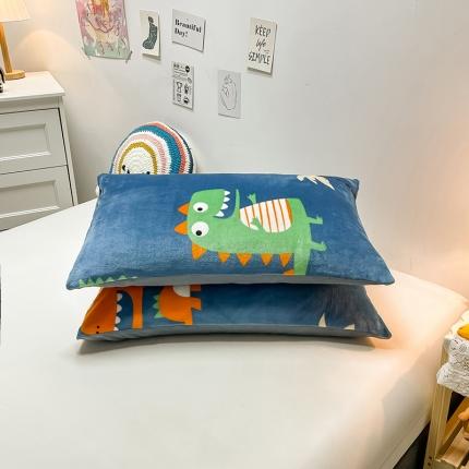 芃成家纺 2021新款牛奶绒印花单枕套一对 萌萌龙