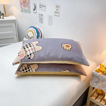 芃成家纺 2021新款牛奶绒印花单枕套一对 摩登小熊