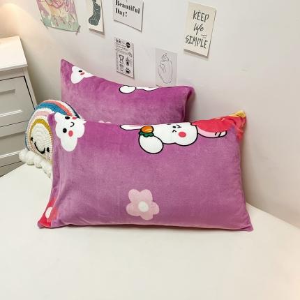 91家纺网 家纺一手货源 找家纺 芃成家纺 2021新款牛奶绒印花单枕套一对 七彩花