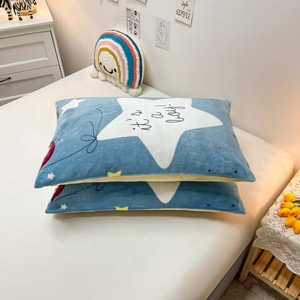 芃成家纺 2021新款牛奶绒印花单枕套一对 星辰恋