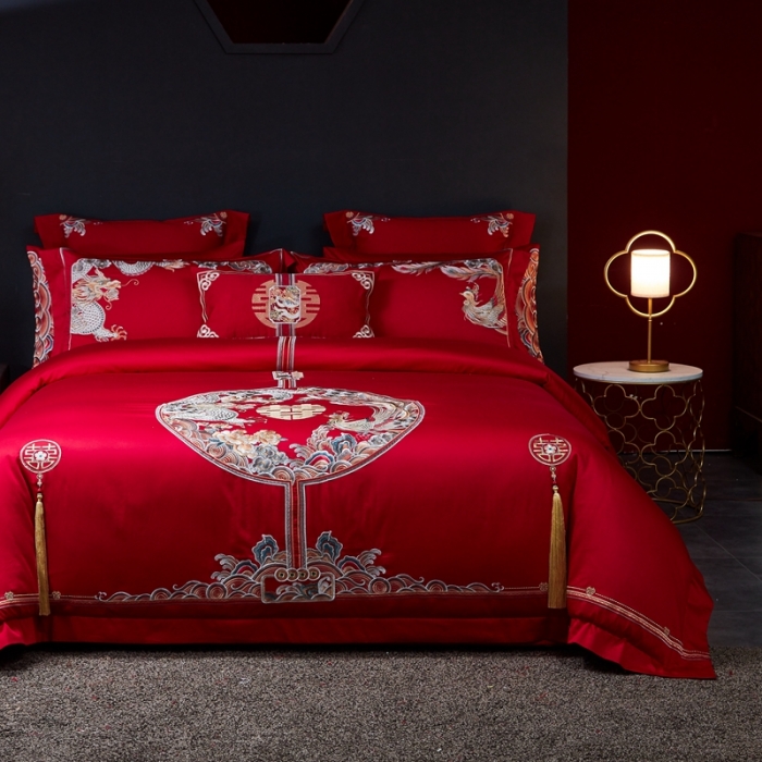 91家纺网 家纺一手货源 找家纺 (总) 高大尚 2021新款60支长绒棉婚庆多件套-浪漫约定