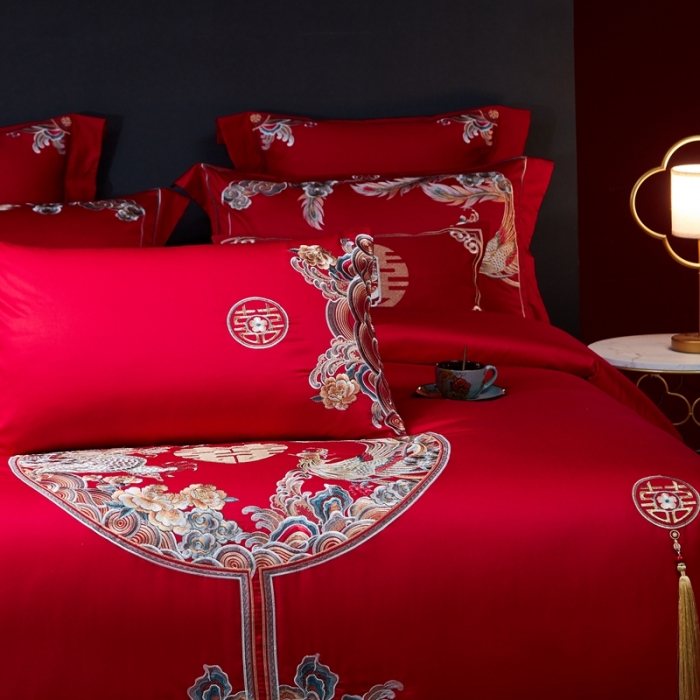 91家纺网 家纺一手货源 找家纺 (总) 高大尚 2021新款60支长绒棉婚庆多件套-浪漫约定