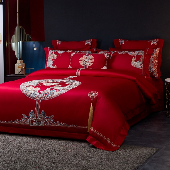 91家纺网 家纺一手货源 找家纺 (总) 高大尚 2021新款60支长绒棉婚庆多件套-浪漫约定