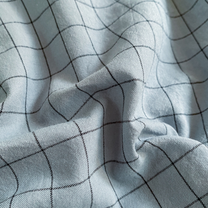 91家纺网 家纺一手货源 找家纺 蓝巢家纺 2021新款全棉水洗棉学生季三件套 雾蓝小格