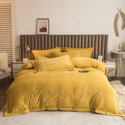 总绒博士新款240g博士绒法莱水晶贝贝魔法四件套-浪漫花丛