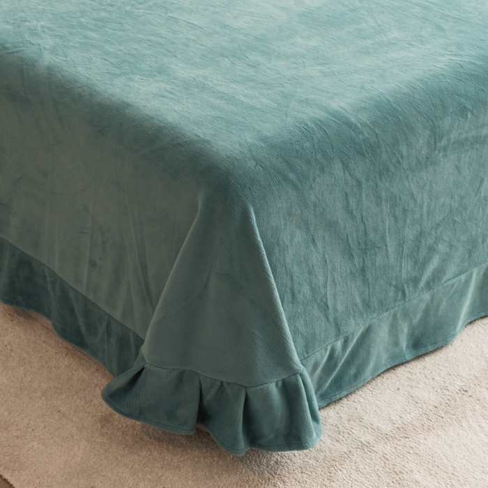 91家纺网 家纺一手货源 找家纺 绒博士240g法莱牛奶水晶宝宝贝贝魔法四件套-浪漫花丛 冰蓝