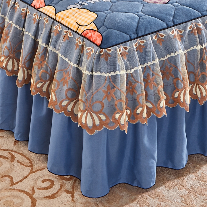 91家纺网 家纺一手货源 找家纺 艾裙海 2025新款水晶绒绗缝夹棉床裙