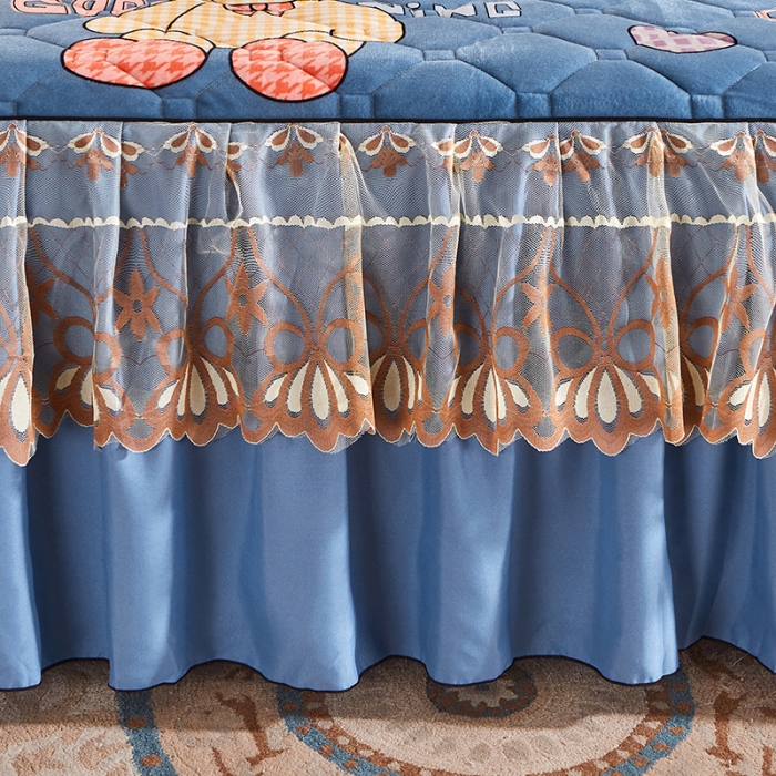 91家纺网 家纺一手货源 找家纺 艾裙海 2025新款水晶绒绗缝夹棉床裙