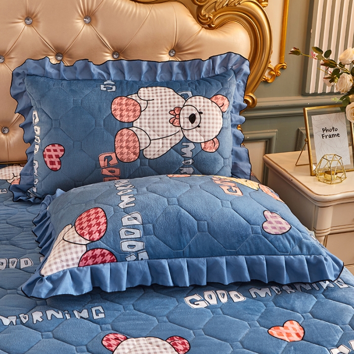 91家纺网 家纺一手货源 找家纺 艾裙海 2025新款水晶绒绗缝夹棉床裙