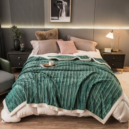 91家纺网 家纺一手货源 找家纺 摩妮卡 2022新款提花牛奶绒四季毛毯子盖毯午睡毯 克洛伊绿