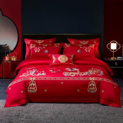 91家纺网 家纺一手货源 找家纺 （总) 高大尚 2021新款提花婚庆多件套-代代相传