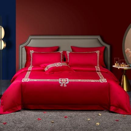 91家纺网 家纺一手货源 找家纺 （总) 高大尚2021新款提花婚庆多件套-一心一意