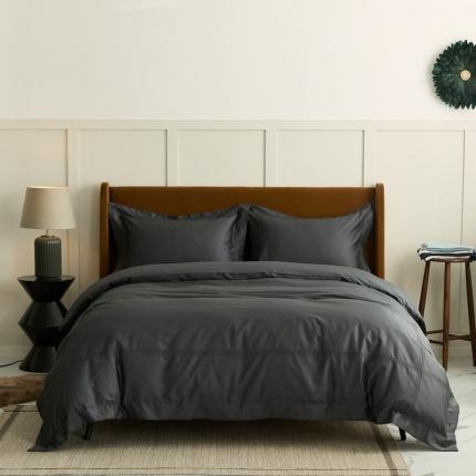 涞澳 2021新款纯色滚压条贡缎轻奢系列四件套 暗灰