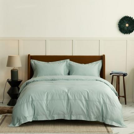 涞澳 2021新款纯色滚压条贡缎轻奢系列四件套 湖水蓝