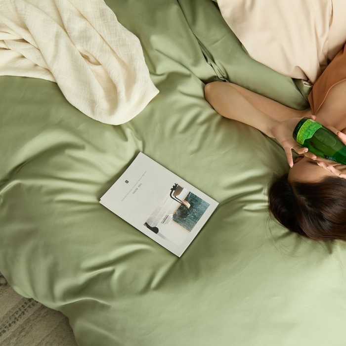 91家纺网 家纺一手货源 找家纺 涞澳 2021新款全棉隐形拉链双拼款四件套 草咖