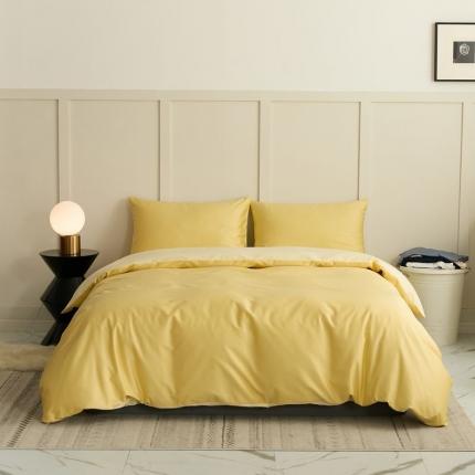 涞澳 2021新款全棉隐形拉链双拼款四件套 黄米