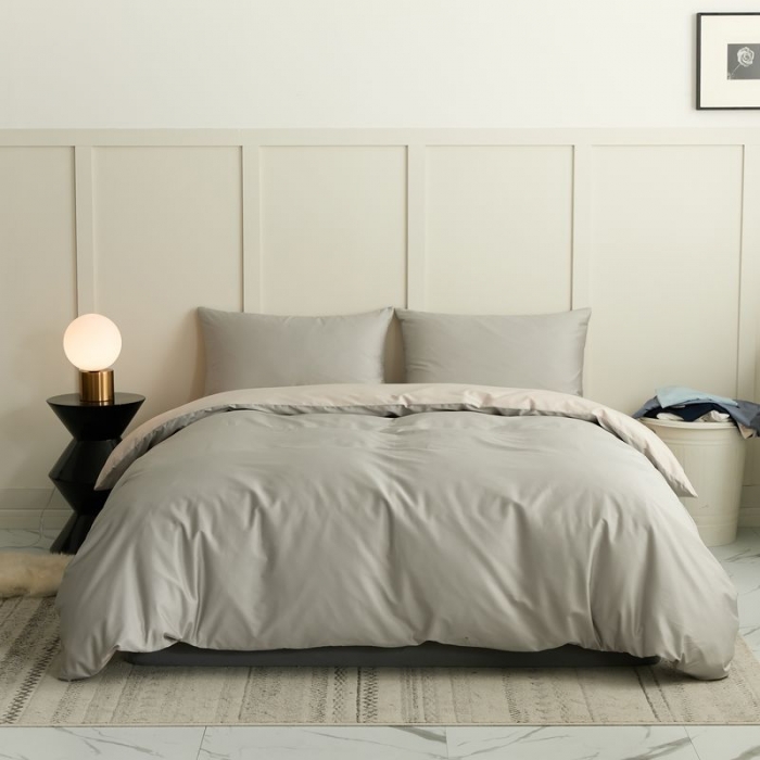 91家纺网 家纺一手货源 找家纺 涞澳 2021新款全棉隐形拉链双拼款四件套 墨竹