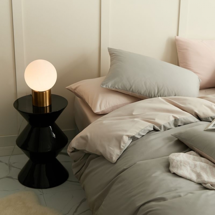 91家纺网 家纺一手货源 找家纺 涞澳 2021新款全棉隐形拉链双拼款四件套 墨竹