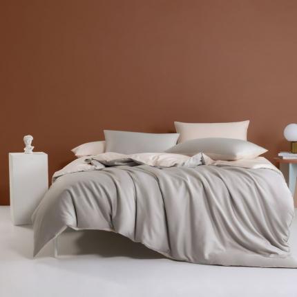 涞澳 2021新款全棉隐形拉链双拼款四件套 墨竹