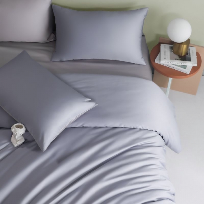 91家纺网 家纺一手货源 找家纺 涞澳 2021新款全棉隐形拉链双拼款四件套 银芋