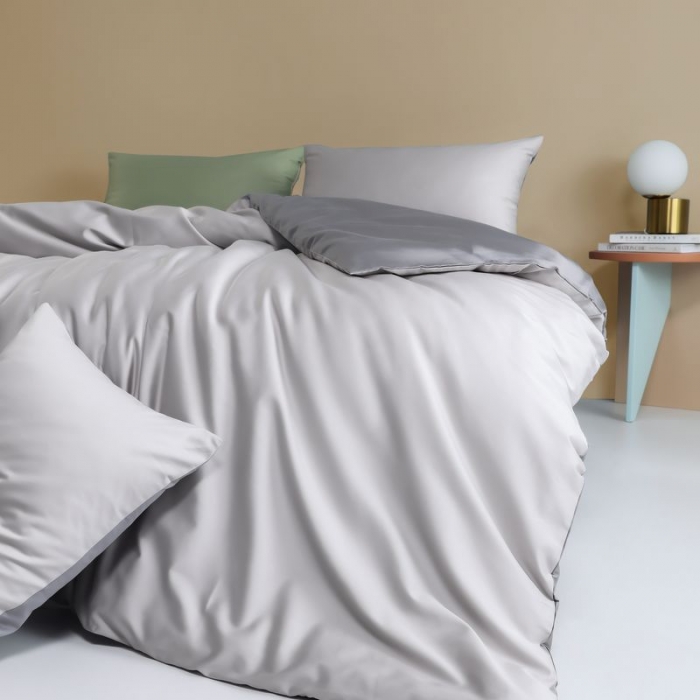 91家纺网 家纺一手货源 找家纺 涞澳 2021新款全棉隐形拉链双拼款四件套 竹灰