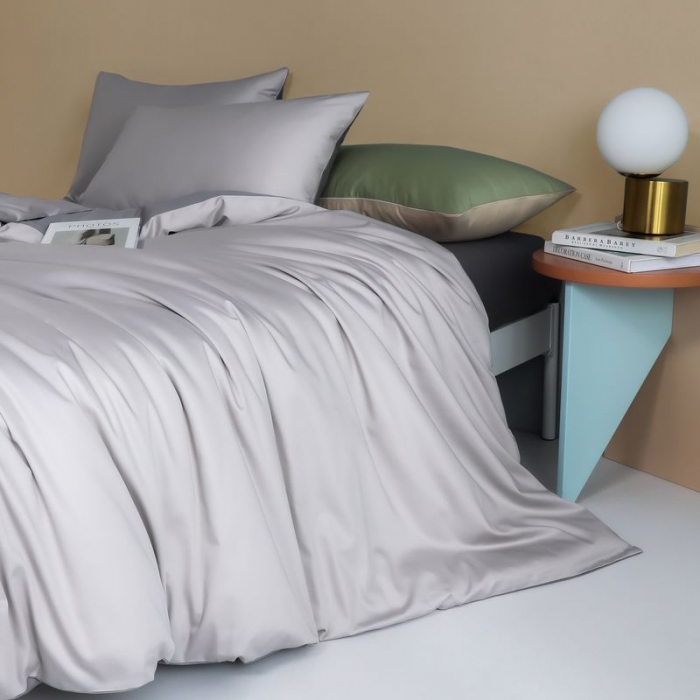 91家纺网 家纺一手货源 找家纺 涞澳 2021新款全棉隐形拉链双拼款四件套 竹灰