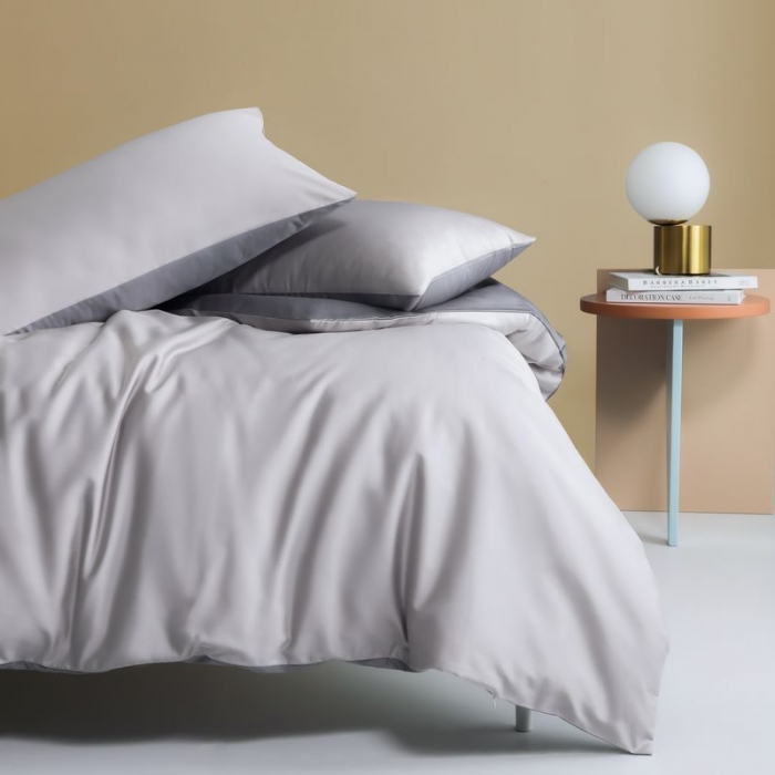 91家纺网 家纺一手货源 找家纺 涞澳 2021新款全棉隐形拉链双拼款四件套 竹灰