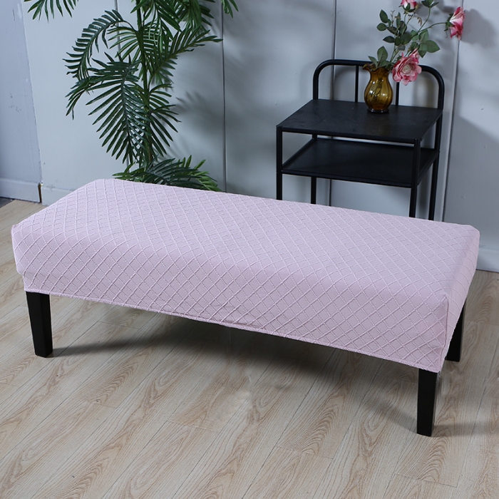 91家纺网 家纺一手货源 找家纺 兴妮雅家纺 2021新款针织菱形提花款换鞋凳套 针织菱形提花款粉色